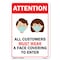 Signmission PSA, All Customers Must Wear a Face Covering to Enter, 10in X 7in Rigid Plastic, OS-NS-P-710-22687 OS-NS-P-710-22687 - alternate 1